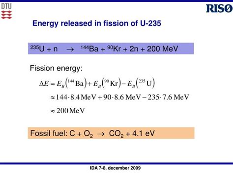 energy released per fission of u235